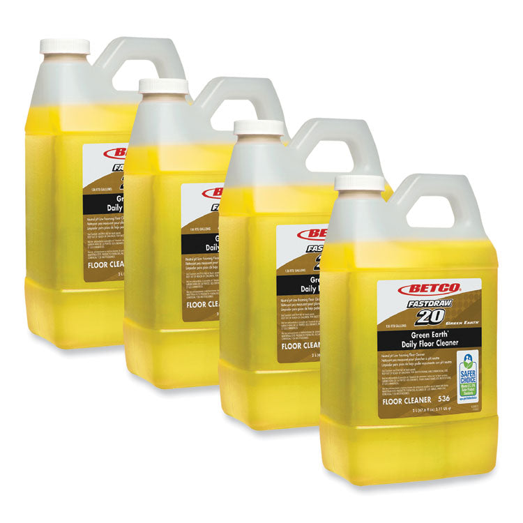 Green Earth Daily Floor Cleaner, 2 L Bottle, Unscented, 4/carton