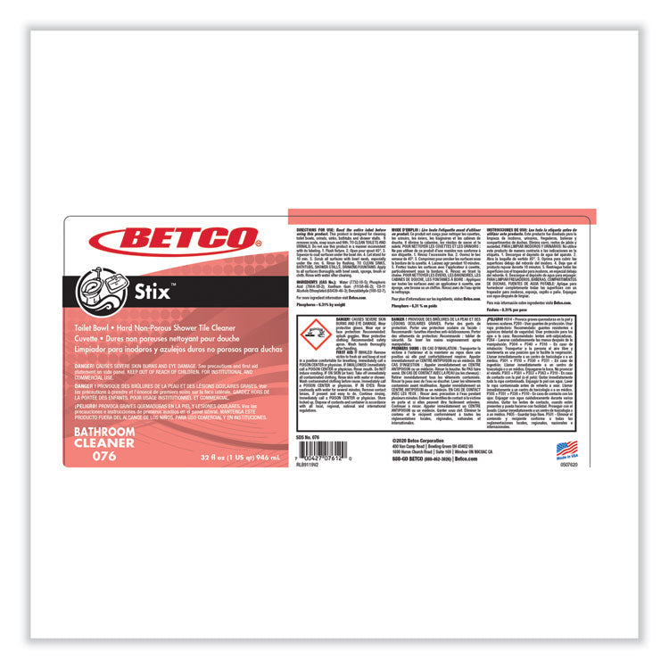 Stix Toilet Bowl Cleaner, Cherry Almond Scent, 32 Oz Bottle, 12/carton