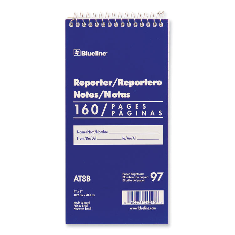 Reporters Note Pad, Medium/College Rule, Blue Cover, 80 White 4 x 8 Sheets