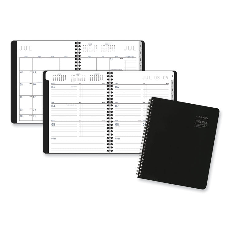 Contempo Lite Academic Year Weekly/Monthly Planner, 8.75 x 7.87, Black Cover, 12-Month (July to June): 2025 to 2026