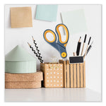 Non-Stick Titanium Bonded Scissors, 8" Long, 3.25" Cut Length, Straight Gray/Yellow Handle, 3/Pack