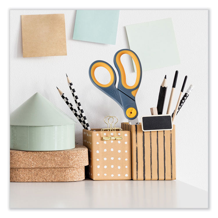 Non-Stick Titanium Bonded Scissors, 8" Long, 3.25" Cut Length, Straight Gray/Yellow Handle, 3/Pack