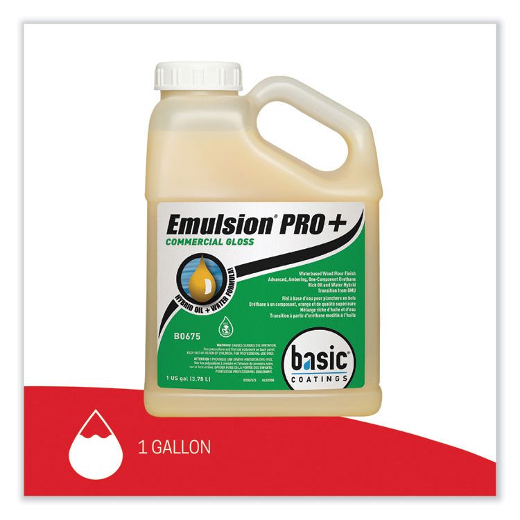 Emulsion Pro+ Floor Finish and Sealer, 1 gal Bottle, 4/Carton