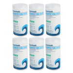 Quat-Based Disinfecting Wipes, 7 x 8, Fresh Scent, 75/Canister, 6 Canisters/Carton