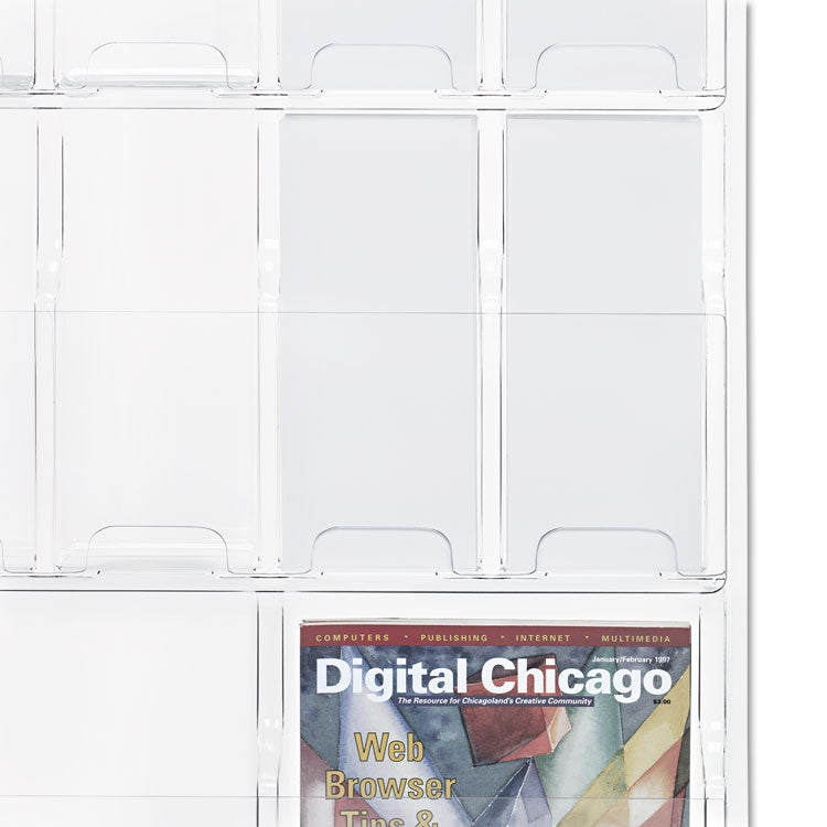 Reveal Clear Literature Displays, 18 Compartments, 30w X 2d X 45h, Clear
