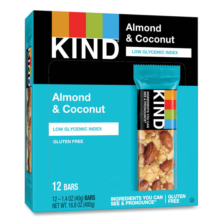 Fruit And Nut Bars, Almond And Coconut, 1.4 Oz, 12/box