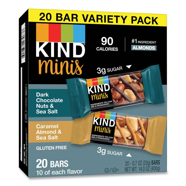 Minis, Dark Chocolate Nuts And Sea Salt/caramel Almond And Sea Salt, 0.7 Oz, 20/pack