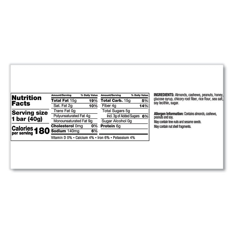 Nuts And Spices Bar, Honey Roasted Nuts/sea Salt, 1.4 Oz Bar, 12/box