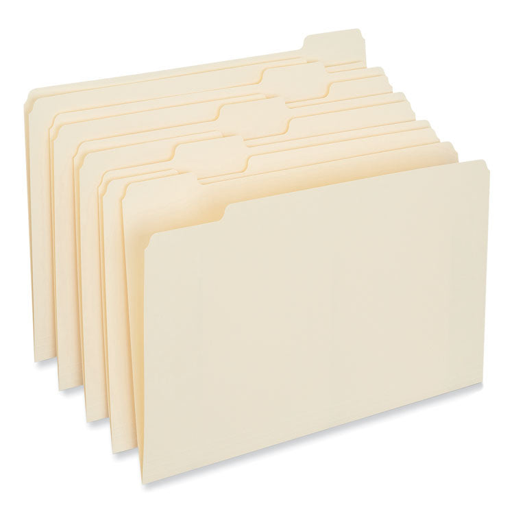 Top Tab File Folders, 1/5-Cut Tabs: Assorted, Letter Size, 0.75" Expansion, Manila, 100/Box
