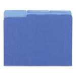 Interior File Folders, 1/3-Cut Tabs: Assorted, Letter Size, 11-pt Stock, Blue, 100/Box
