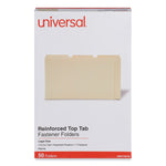 Reinforced Top Tab Fastener Folders, 0.75" Expansion, 1 Fastener, Legal Size, Manila Exterior, 50/Box