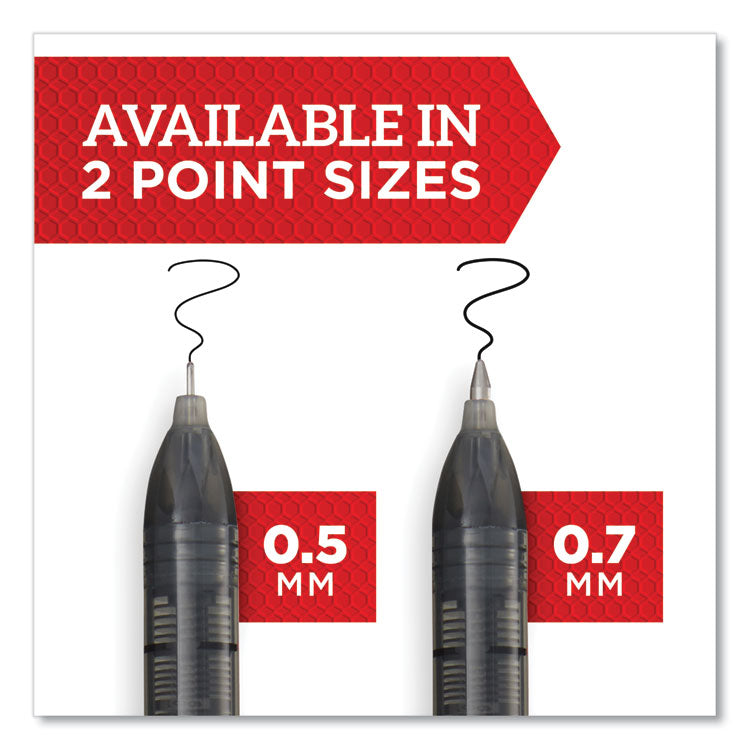 Professional Design Rollerball Pen, Stick, Medium 0.7 mm, Black Ink, Black Barrel, Dozen