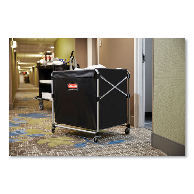 One-Compartment Collapsible X-Cart, Synthetic Fabric, 9.96 cu ft Bin, 24.1" x 35.7" x 34", Black/Silver