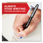 Professional Design Rollerball Pen, Stick, Fine 0.5 mm, Red Ink, Black/Red Barrel, Dozen