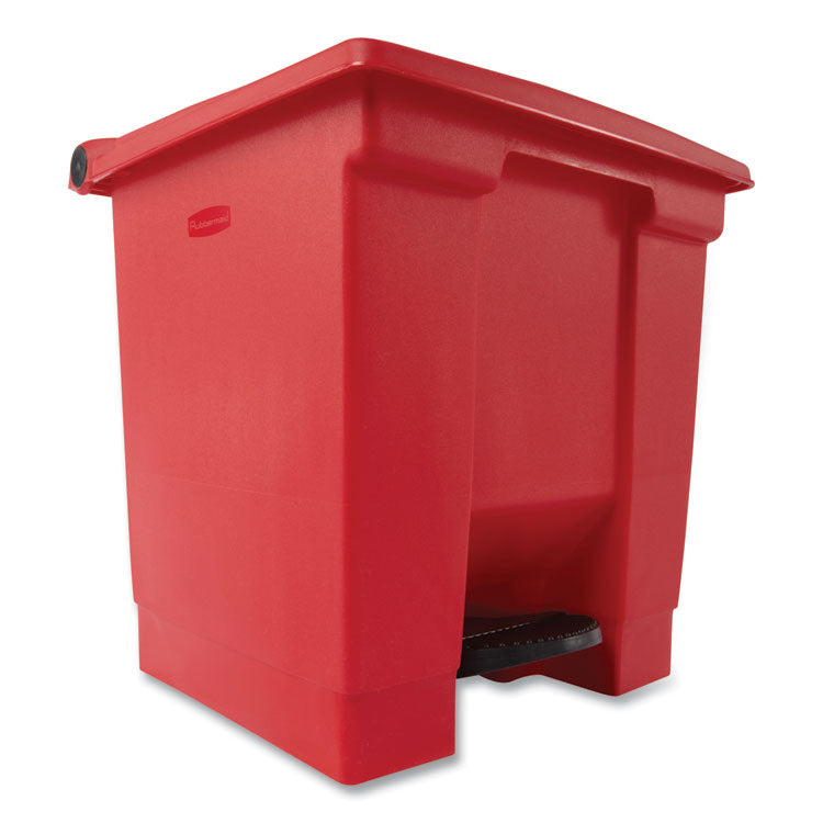Indoor Utility Step-On Waste Container, 8 gal, Plastic, Red