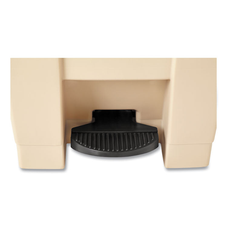 Indoor Utility Step-On Waste Container, 12 gal, Plastic, Beige