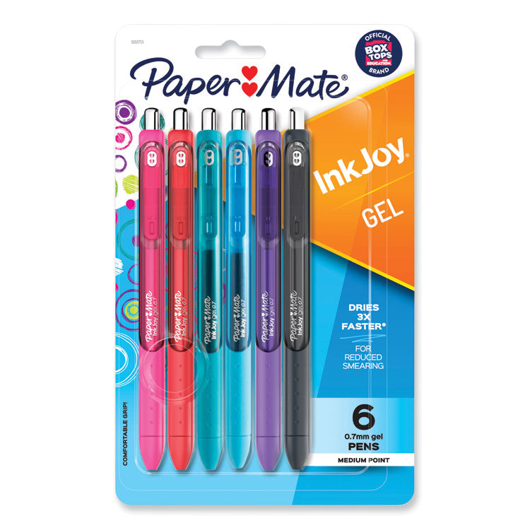 Inkjoy Gel Pen, Retractable, Medium 0.7 Mm, Assorted Ink And Barrel Colors, 6/pack