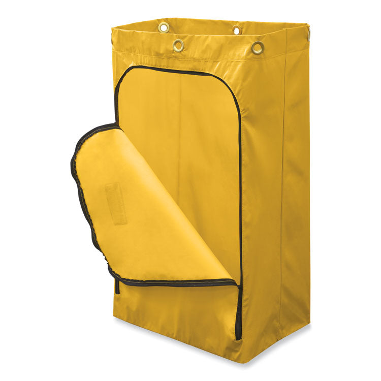Zippered Vinyl Cleaning Cart Bag for Rubbermaid Commercial 6173-88, 24 gal, 17.25" x 10.5" x 30.5", Yellow