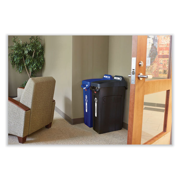 Slim Jim with Venting Channels, 23 gal, Plastic, Black