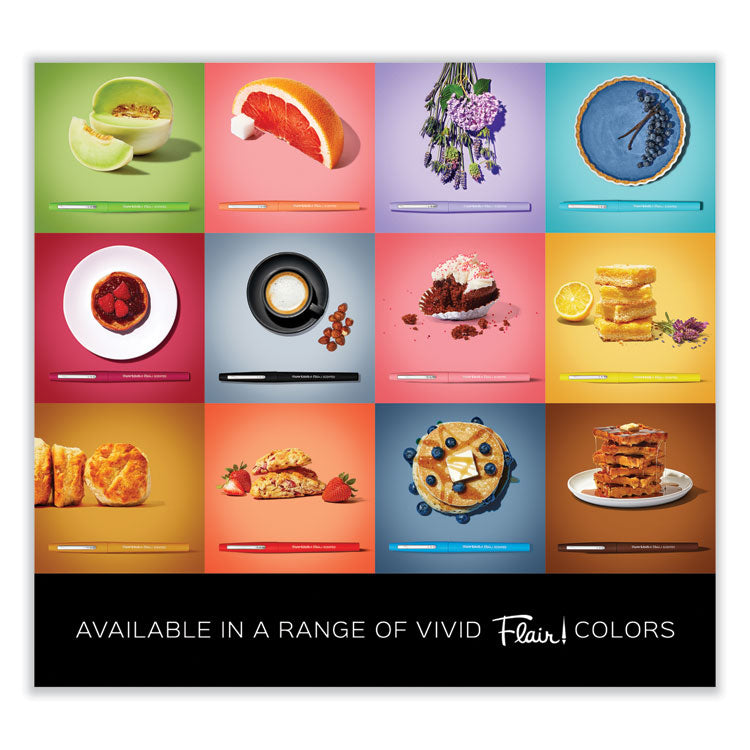 Flair Scented Felt Tip Porous Point Pen, Stick, Medium 0.7 mm, Sunday Brunch Scents, Assorted Ink and Barrel Colors, 12/Pack