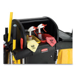 High-Security Healthcare Cleaning Cart, Metal, 4 Shelves, 1 Bin, 22" x 48.25" x 53.5", Black