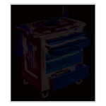 Five-Drawer Mobile Workcenter, 32.63w x 19.9d x 33.5h, Black Plastic Top