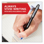 Professional Design Rollerball Pen, Stick, Fine 0.5 mm, Blue Ink, Black/Blue Barrel, Dozen