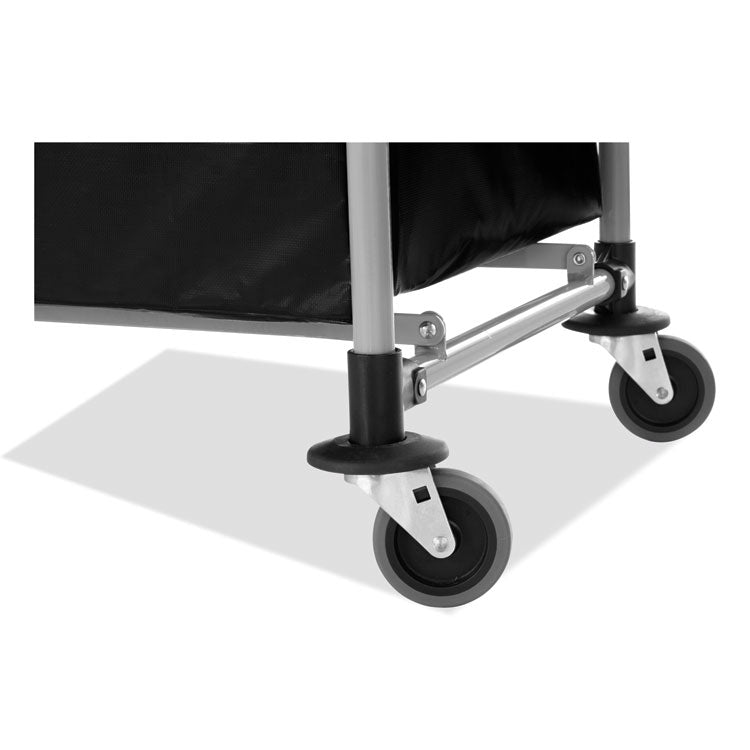 One-Compartment Collapsible X-Cart, Synthetic Fabric, 9.96 cu ft Bin, 24.1" x 35.7" x 34", Black/Silver