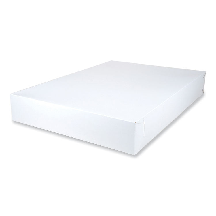 White Two-Piece Non-Window Bakery Boxes, 28 x 20 x 4, White, Paper, 50/Carton