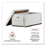 Medium-Duty Easy Assembly Storage Box, Legal Files, White, 12/carton