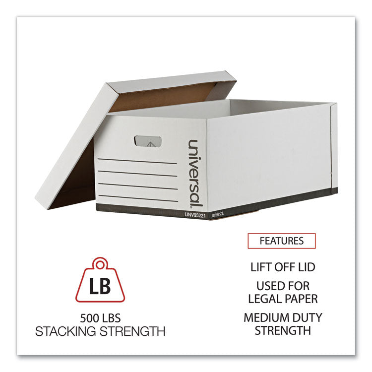 Medium-Duty Easy Assembly Storage Box, Legal Files, White, 12/carton