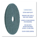 Heavy-Duty Scrubbing Floor Pads, 20" Diameter, Green, 5/carton