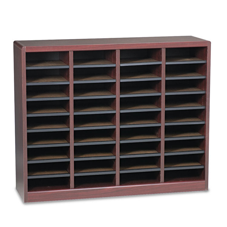 WOOD/FIBERBOARD E-Z STOR SORTER, 36 COMPARTMENTS, 40 X 11.75 X 32.5, MAHOGANY