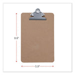 Hardboard Clipboard, 0.75" Clip Capacity, Holds 5 x 8 Sheets, Brown