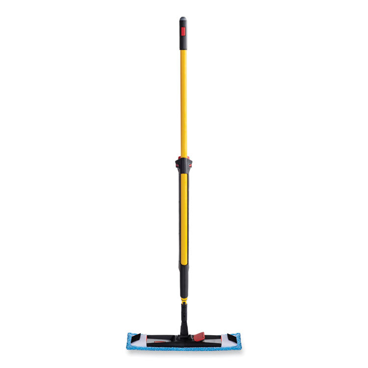 Adaptable Flat Mop Kit, 19.5 X 5.5 Blue Microfiber Head, 48" To 72" Yellow Aluminum Handle
