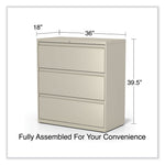 Lateral File, 3 Legal/Letter/A4/A5-Size File Drawers, Putty, 36" x 18.63" x 40.25"