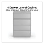 Lateral File, 4 Legal/Letter-Size File Drawers, Light Gray, 36" x 18.63" x 52.5"