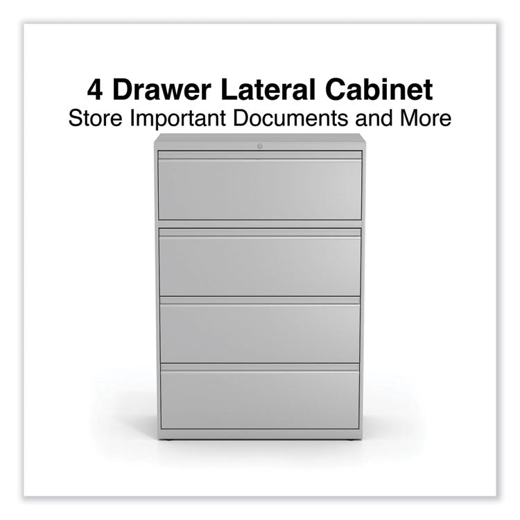 Lateral File, 4 Legal/Letter-Size File Drawers, Light Gray, 36" x 18.63" x 52.5"