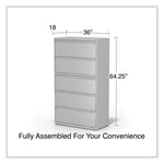 Lateral File, 5 Legal/Letter/A4/A5-Size File Drawers, Light Gray, 36" x 18.63" x 67.63"