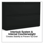 Lateral File, 2 Legal/Letter-Size File Drawers, Black, 42" x 18.63" x 28"