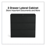 Lateral File, 3 Legal/Letter/A4/A5-Size File Drawers, Black, 42" x 18.63" x 40.25"