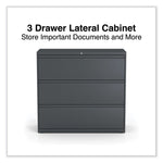 Lateral File, 3 Legal/Letter/A4/A5-Size File Drawers, Charcoal, 42" x 18.63" x 40.25"