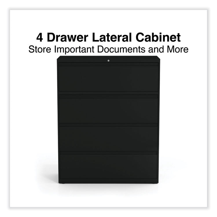 Lateral File, 4 Legal/Letter-Size File Drawers, Black, 42" x 18.63" x 52.5"