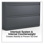 Lateral File, 4 Legal/Letter/A4/A5-Size File Drawers, Charcoal, 42" x 18.63" x 52.5"