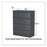 Lateral File, 4 Legal/Letter/A4/A5-Size File Drawers, Charcoal, 42" x 18.63" x 52.5"