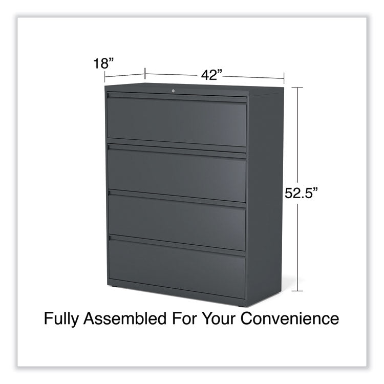 Lateral File, 4 Legal/Letter/A4/A5-Size File Drawers, Charcoal, 42" x 18.63" x 52.5"