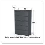 Lateral File, 5 Legal/Letter/A4/A5-Size File Drawers, Charcoal, 42" x 18.63" x 67.63"