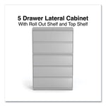 Lateral File, 5 Legal/Letter/A4/A5-Size File Drawers, 1 Roll-Out Posting Shelf, Light Gray, 42" x 18.63" x 67.63"