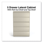 Lateral File, 5 Legal/Letter/A4/A5-Size File Drawers, Putty, 42" x 18.63" x 67.63"