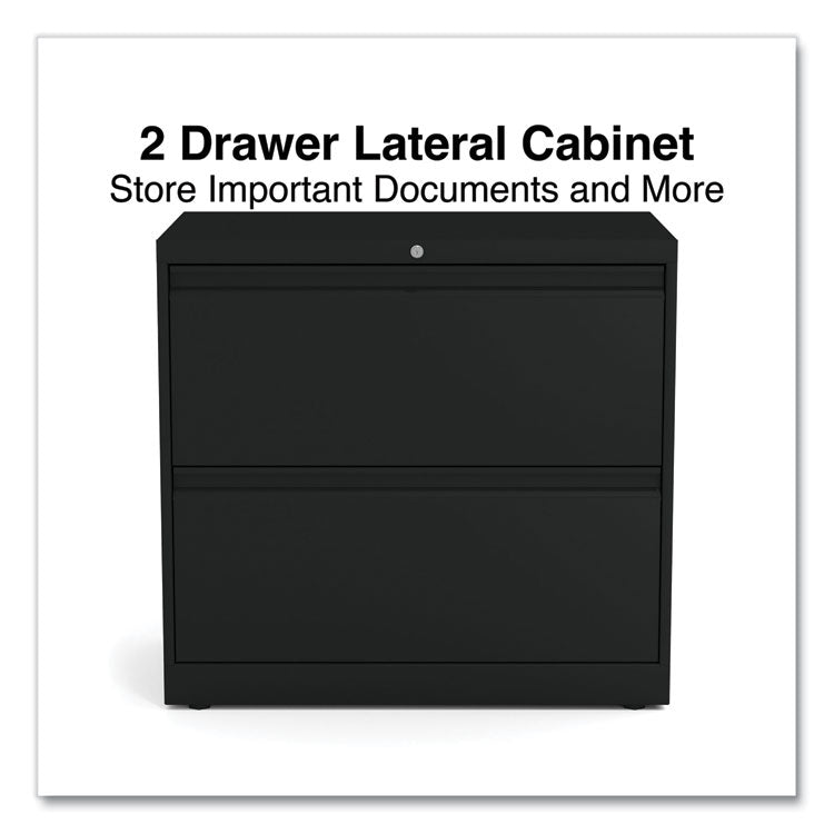 Lateral File, 2 Legal/Letter-Size File Drawers, Black, 30" x 18.63" x 28"
